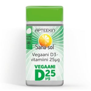 Kuva Apteekin Sana-sol Vegaani D3-vitamiini 25 mikrog 180 tabl/59g