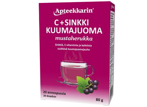 Kuva Apteekkarin C + Sinkki kuumajuoma mustaherukka, 20 annospussia