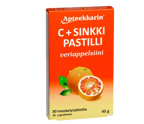 Kuva Apteekkarin C+ Sinkki veriappelsiini pastilli, 30 kpl