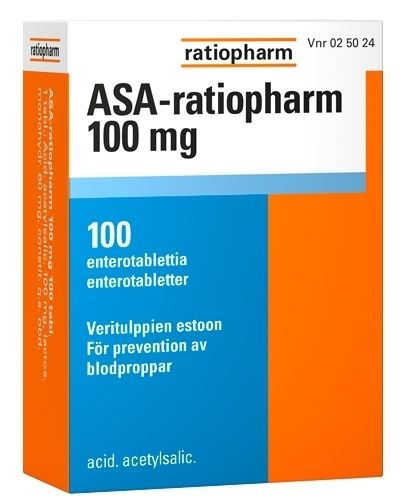 Kuva ASA-RATIOPHARM 100 mg 100  enterotablettia