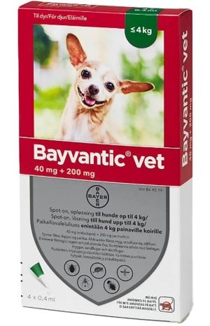 Kuva Bayvantic vet 4 x 0.4 ml paikallisvaleluliuos