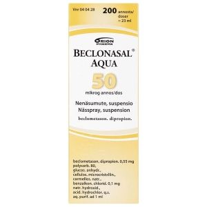 Kuva BECLONASAL AQUA 50 mikrog/annos 200 annosta nenäsumute, susp
