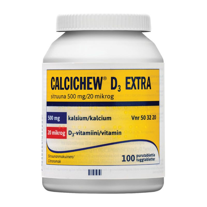 Kuva CALCICHEW D3 EXTRA SITRUUNA 500 mg/20 mikrog 100 kpl purutablettia