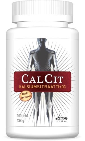 Kuva Calcit kalsiumsitraatti+D3-vitamiini 100 tabl