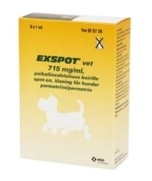 Kuva Exspot Vet 715 mg/ml 6 x 1 ml paikallisvaleluliuos