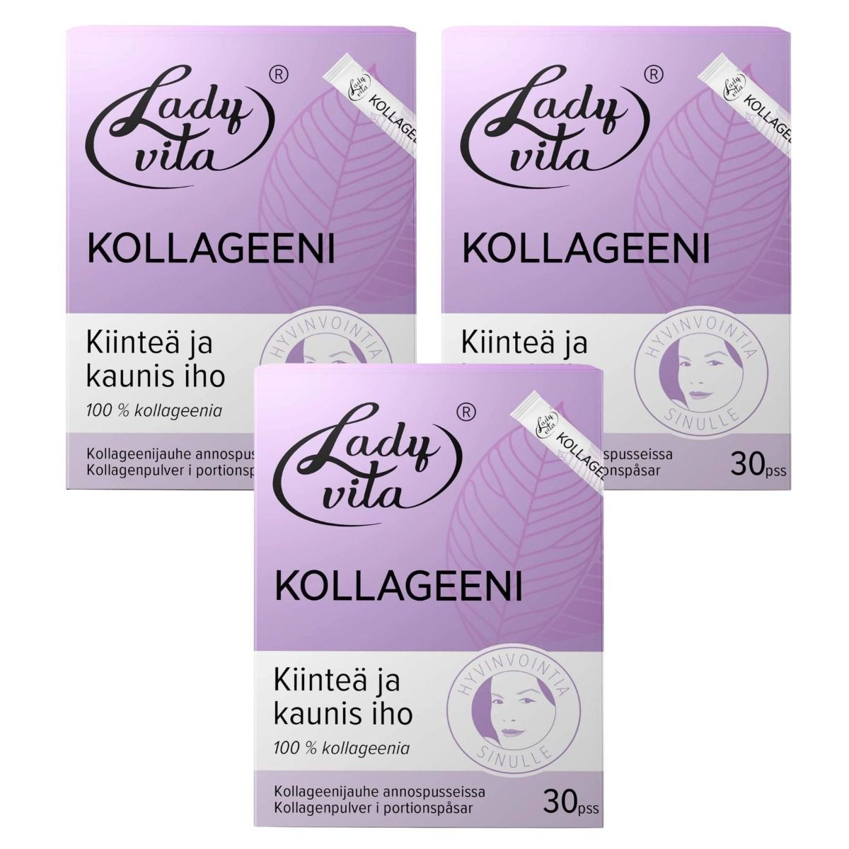 Kuva Ladyvita Kollageenijauhe annospusseissa 30pss x 3 TRIPLAPAKKAUS