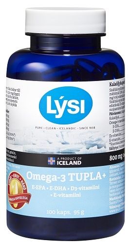Kuva Lysi Omega-3 Tupla+ kalaöljy-vitamiinikapseli, 100 kaps.