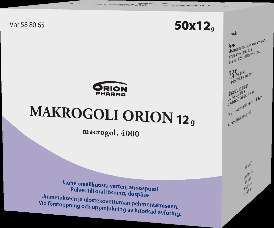 Kuva MAKROGOLI ORION 12 g 50x12 g jauhe oraaliliuosta varten, annospussi
