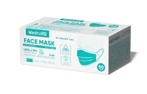 Kuva Medrull Face Mask kirurginen suu-nenäsuojus Type I vihreä 50kpl