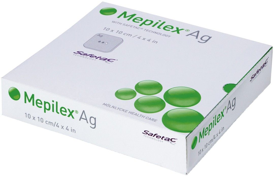 Kuva Mepilex Ag antimikrobinen vaahtosidos 10 x 10 cm, 5 kpl