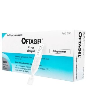 Kuva OFTAGEL 2,5 mg/g 30x0,5 g silmägeeli, kerta-annospakkaus