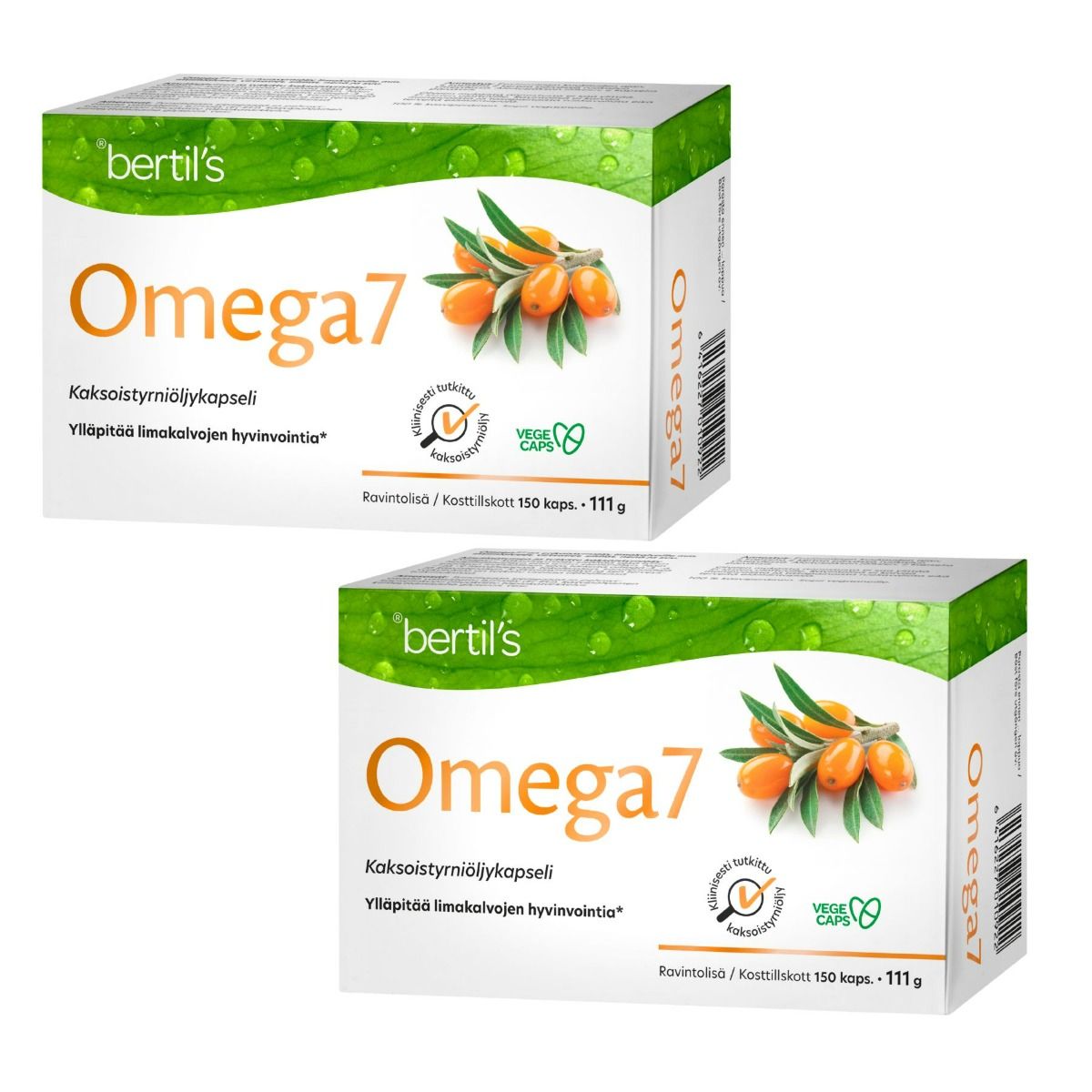 Kuva bertil's Omega7 kaksoistyrniöljykapseli 150 kaps x2 TUPLAPAKKAUS
