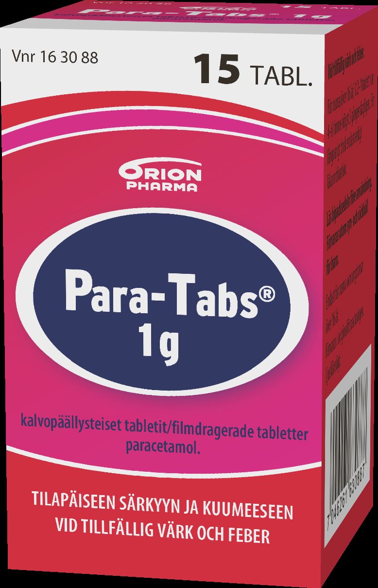 Kuva PARA-TABS 1000 mg 15 kpl tabl, kalvopääll
