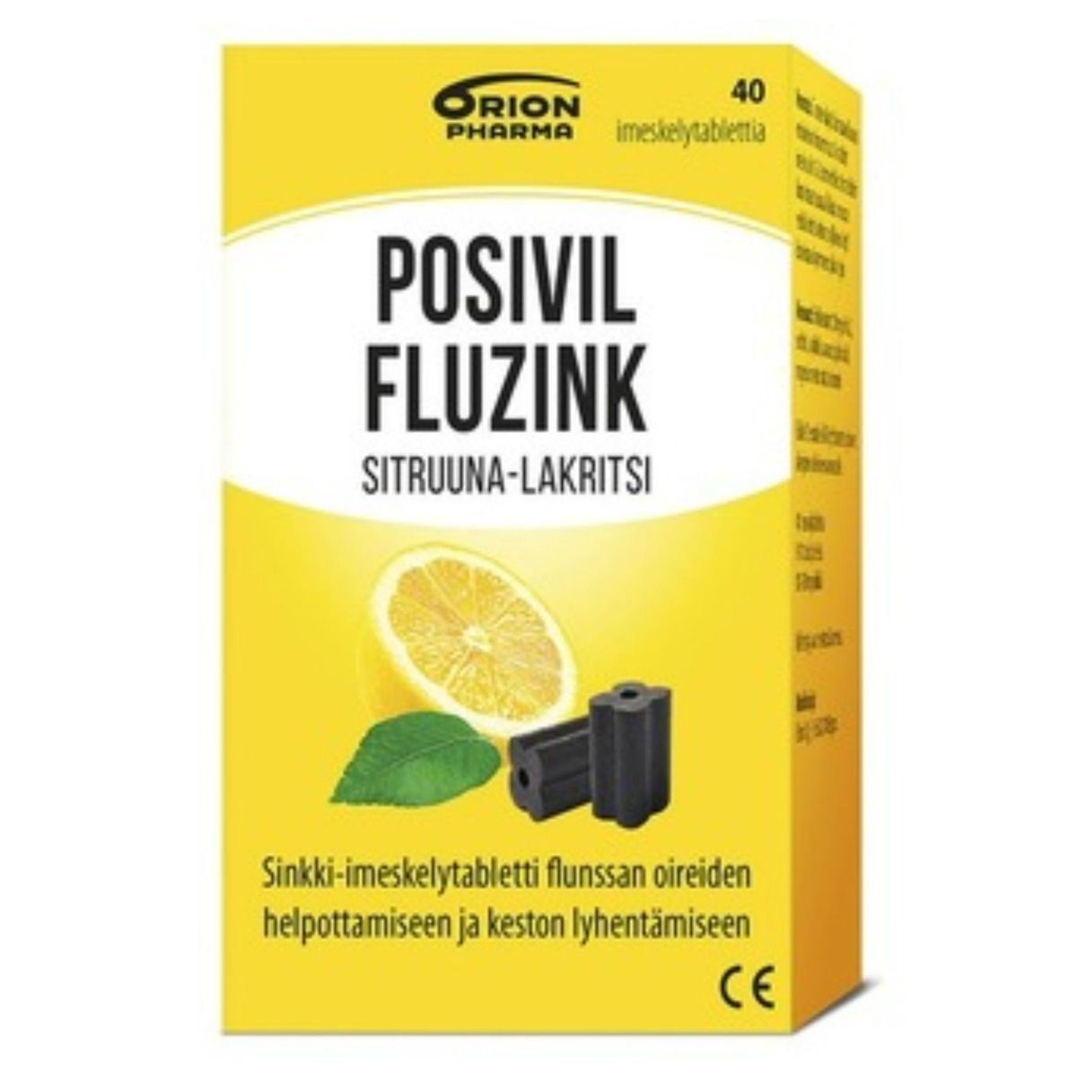 Kuva Posivil Fluzink sitruuna-lakritsi 40 imeskelytabl