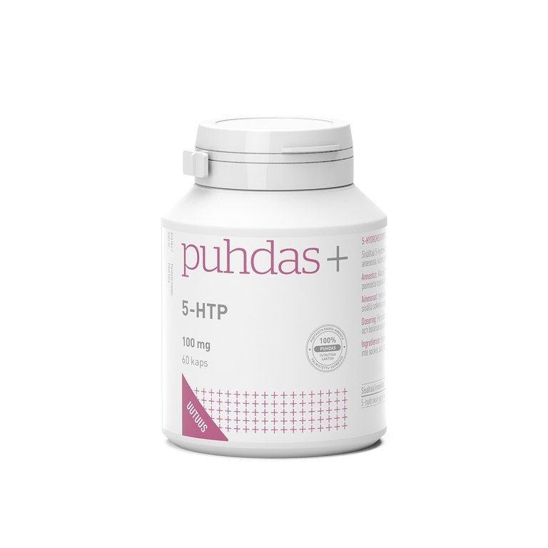 Kuva Puhdas+ 5-HTP 5-hydroksitryptofaani 100 mg, 60 vegekaps