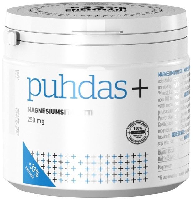 Kuva Puhdas+ Magnesium jauhe 250 mg, 200 g