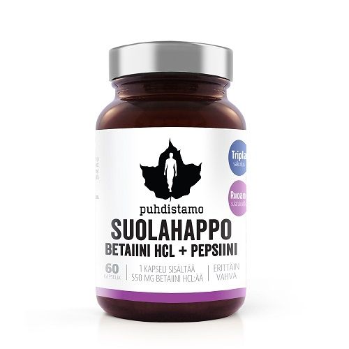 Kuva Puhdistamo Suolahappo Betaiini HCL + Pepsiini, 60 kaps.