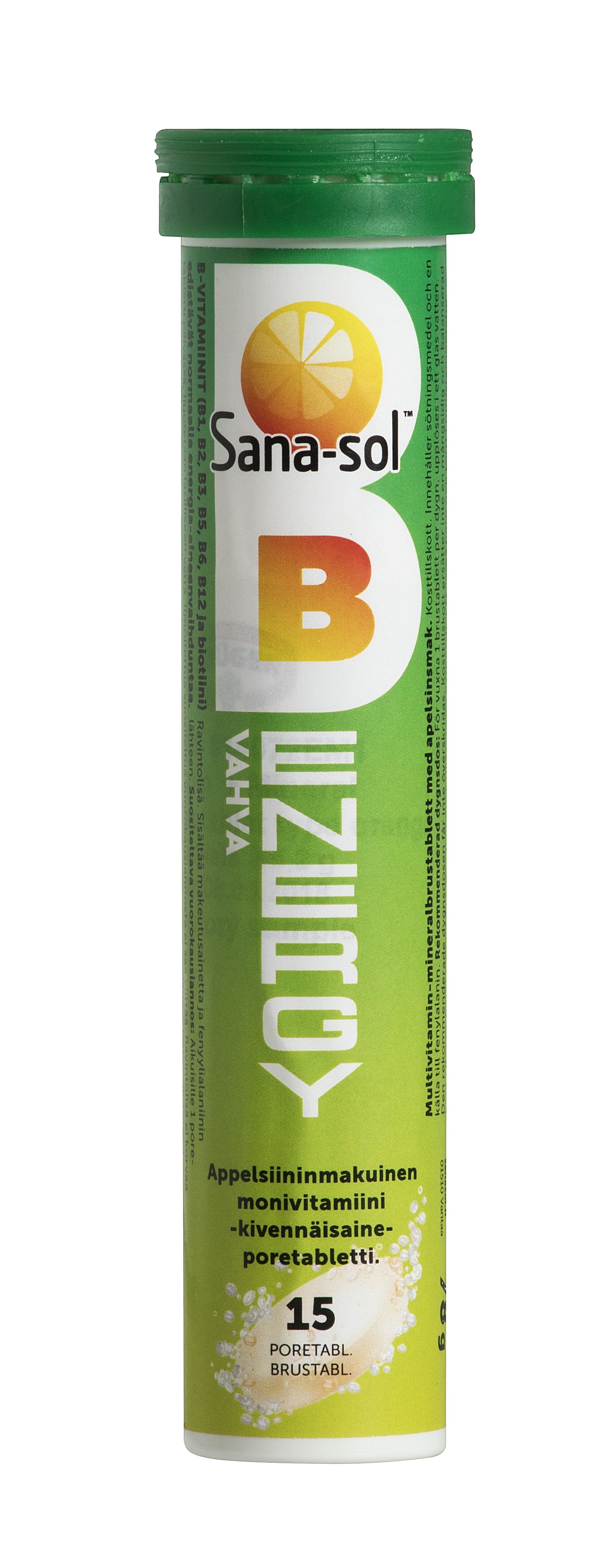 Kuva Sana-sol B-Energy Monivitamiini Poretabletti Appelsiininmakuinen, 15 poretabl