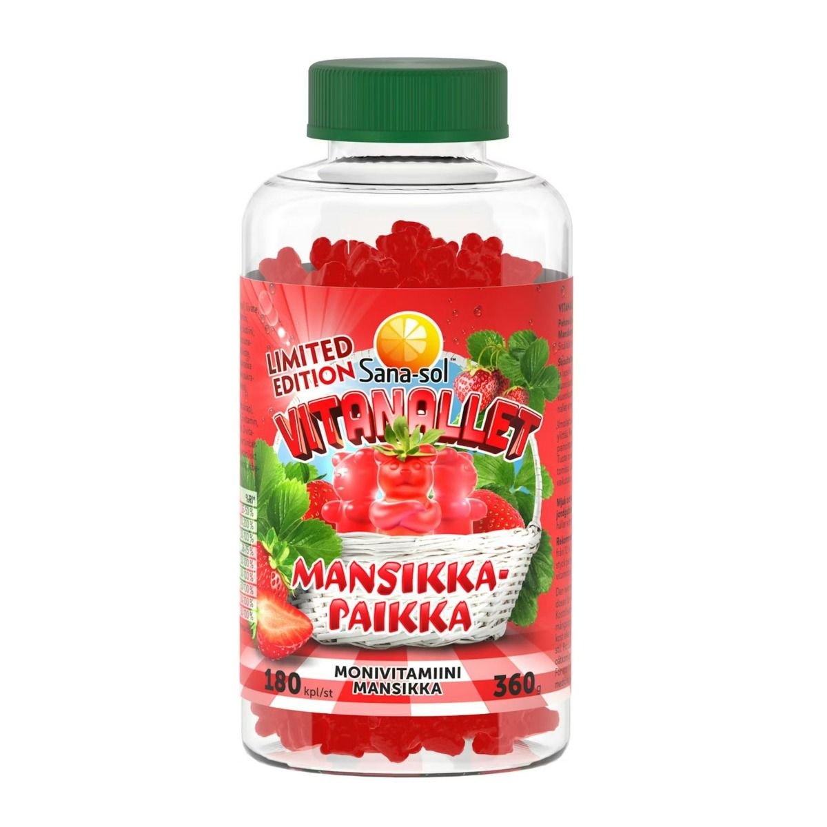 Kuva Sana-sol Vitanallet Monivitamiini Mansikkapaikka 180 kpl