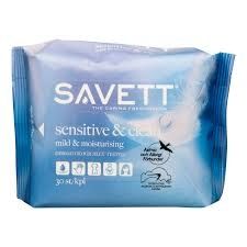 Kuva Savett Sensitive&Clean kosteuspyyhe, 30 kpl