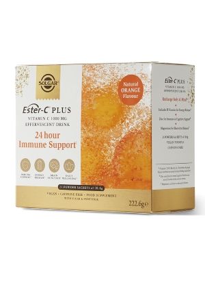 Kuva Solgar Ester-C® Plus jauhe (sis. C- ja B-vitamiineja, sinkkiä, elektrolyyttejä), 21 ps.