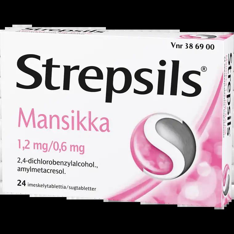 Kuva STREPSILS MANSIKKA 1,2/0,6 mg 24  imeskelytablettia