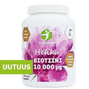 Kuva Terveyskaista Hehku Biotiini 10 000 µg+Sinkki+Metioniini+Kupari+Seleeni, 120 kaps.