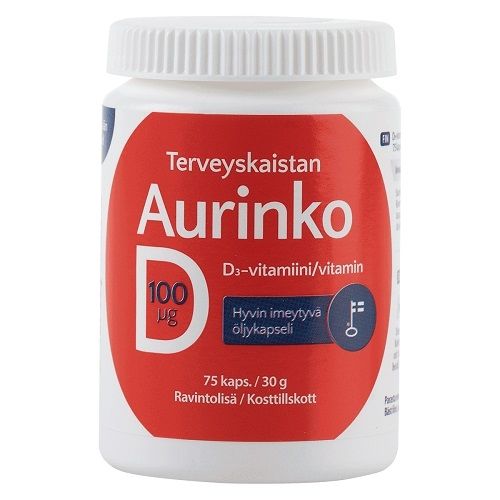 Kuva Terveyskaista Aurinko D 100 µg, 75 kaps