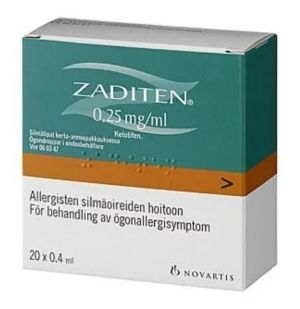 Kuva ZADITEN 0,25 mg/ml 20x0,4 ml silmätipat, liuos, kerta-annospakkaus