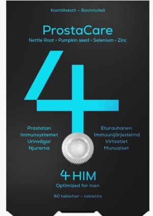 4Him ProstaCare ravintolisä miehille tukemaan eturauhasen hyvinvointia 60 kpl