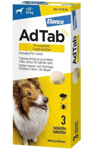 AdTab 900 mg 3 fol purutabletti koiralle (> 22–45 kg)