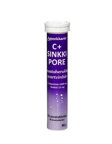 Apteekkarin C+ Sinkkipore mustaherukka, 20 tabl