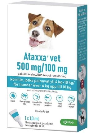 Ataxxa vet 500 mg / 100 mg 1 x 1 ml paikallisvaleluliuos 