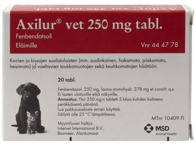 Axilur vet 250 mg 20 fol tabletti
