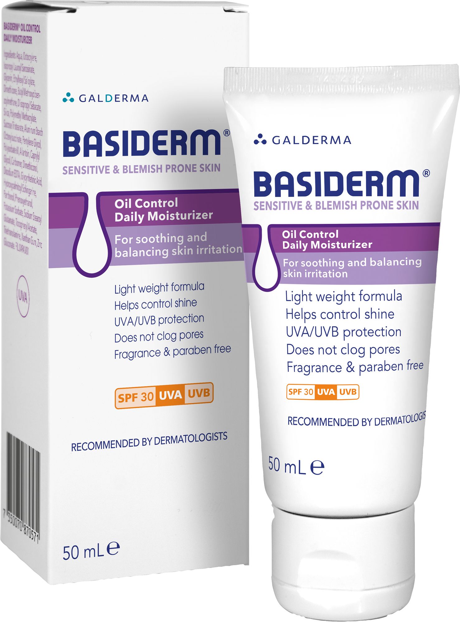 Basiderm Oil Control Daily Moisturizer SPF30, 50 ml