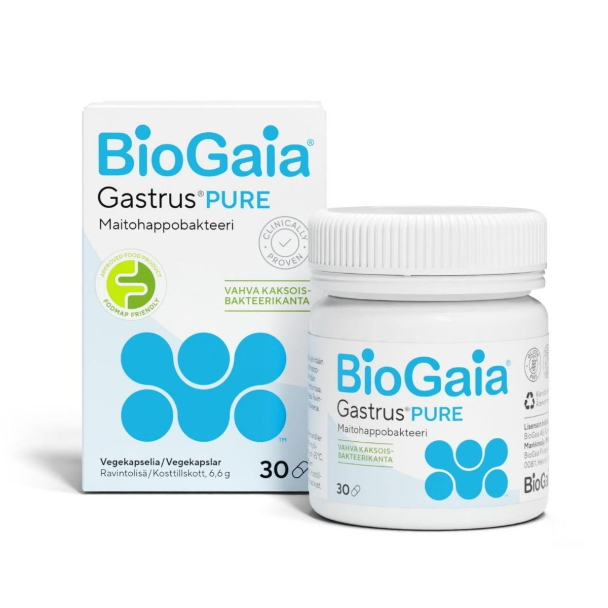 BioGaia Gastrus Pure maitohappobakteerivalmiste 30 kaps