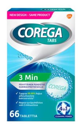 Corega Tabs 3 Minutes proteesinpuhdistus, 66 kpl