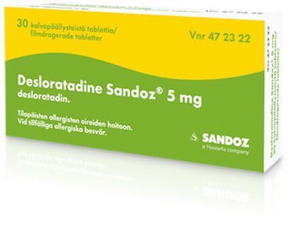 DESLORATADINE SANDOZ 5 mg 30 fol tabl, kalvopääll
