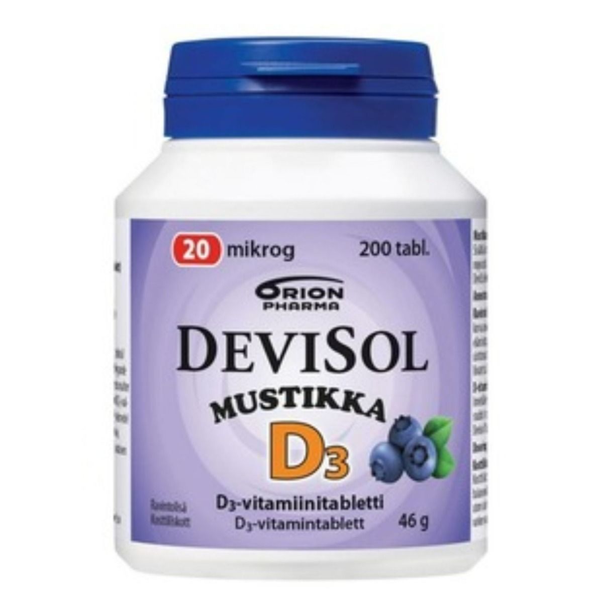 Devisol Mustikka 20 mikrog 200 tabl.