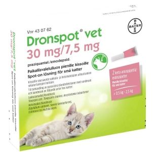 Dronspot vet 30 mg / 7.5 mg 2 x 0.35 ml paikallisvaleluliuos
