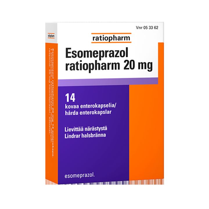ESOMEPRAZOL RATIOPHARM 20 mg 14 fol enterokaps, kova