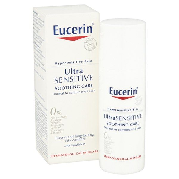 Eucerin UltraSENSITIVE Soothing Care Normal to Combination Skin hoitovoide pumppupullo 50 ml