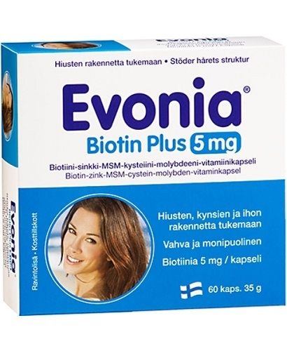 Evonia Biotin Plus 5 mg, 60 kaps.