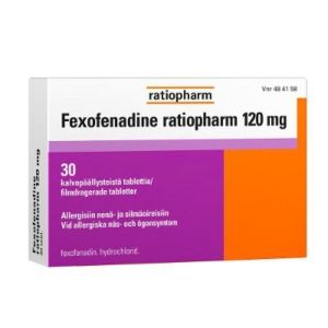 FEXOFENADINE RATIOPHARM 120 mg 30 fol tabl, kalvopääll