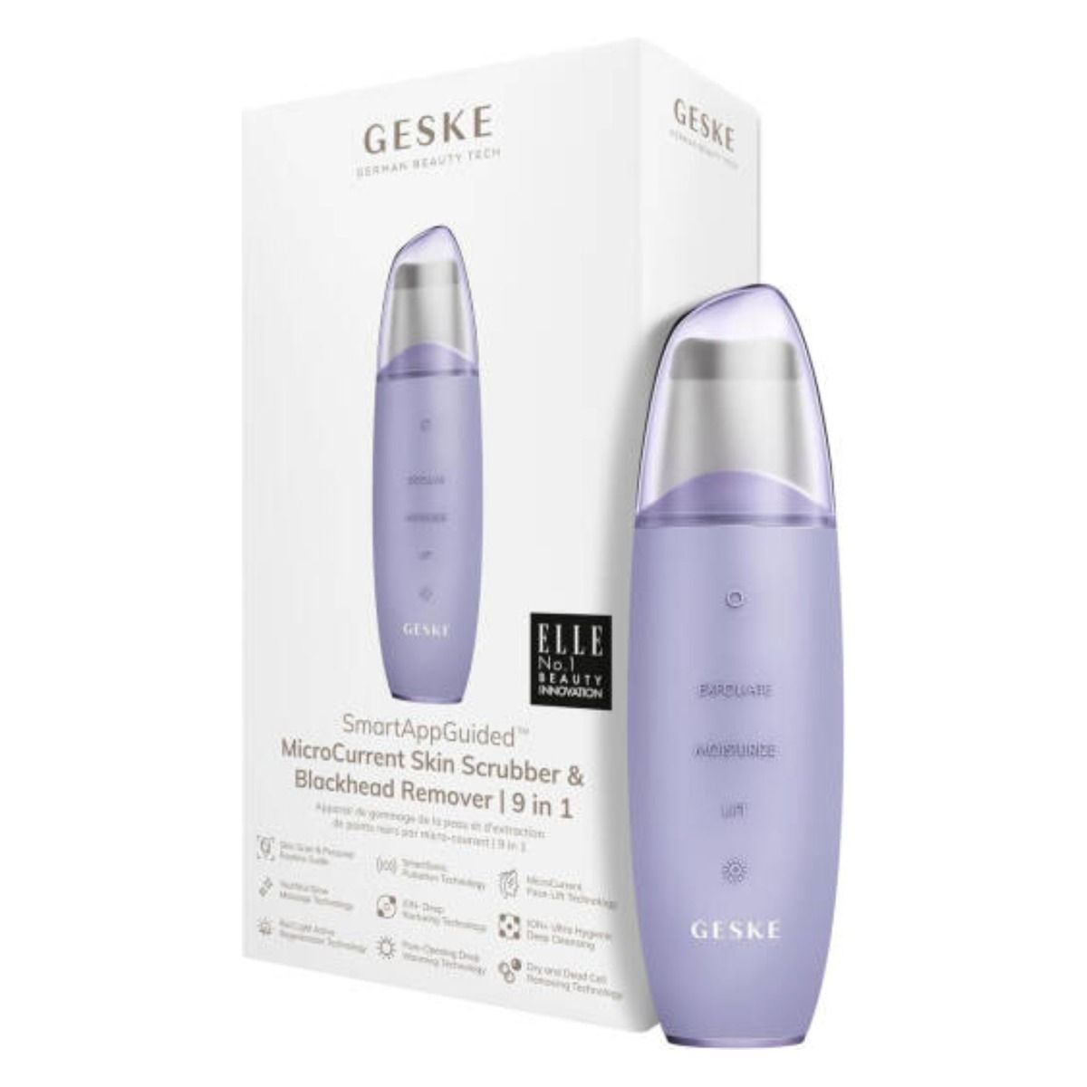 GESKE MicroCurrent Skin Scrubber & Blackhead Remover | 9 in 1 Purple