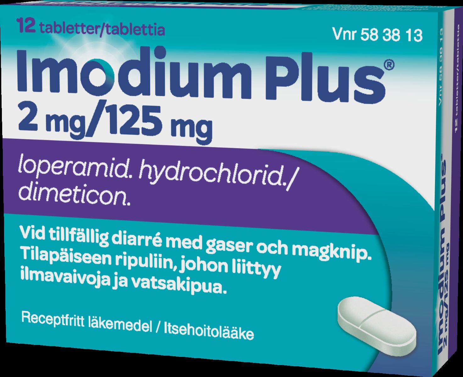 IMODIUM PLUS 2/125 mg 12 tablettia