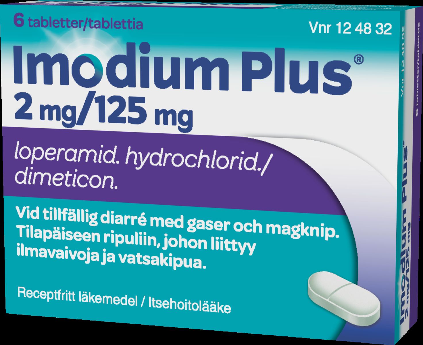 IMODIUM PLUS 2/125 mg 6 tablettia
