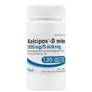 KALCIPOS-D MITE 500 mg/5 mikrog 120 kpl tabl, kalvopääll