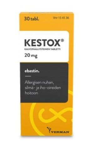 KESTOX 20 mg 30 fol tabl, kalvopääll