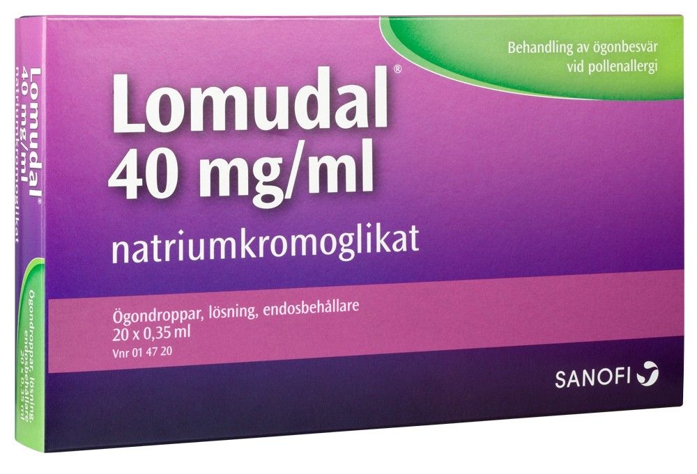 Lomudal ögondroppar i endosbehållare 40 mg/ml, 20 doser